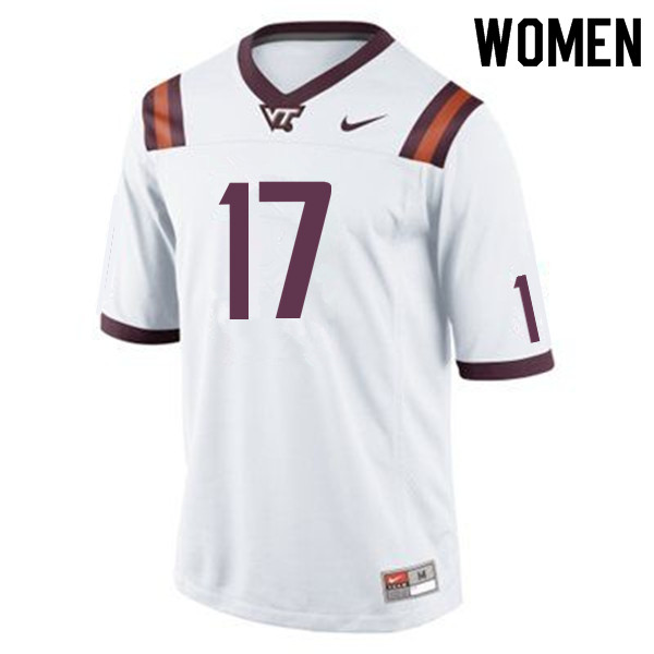 Women #17 Eddie Ozycz Virginia Tech Hokies College Football Jerseys Sale-White - Click Image to Close